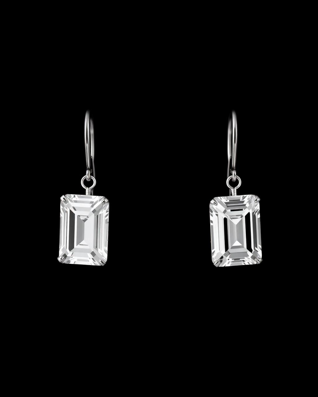 The Chandra Drops — 2 x 3.10ct emerald-cut diamond drop earrings, platinum