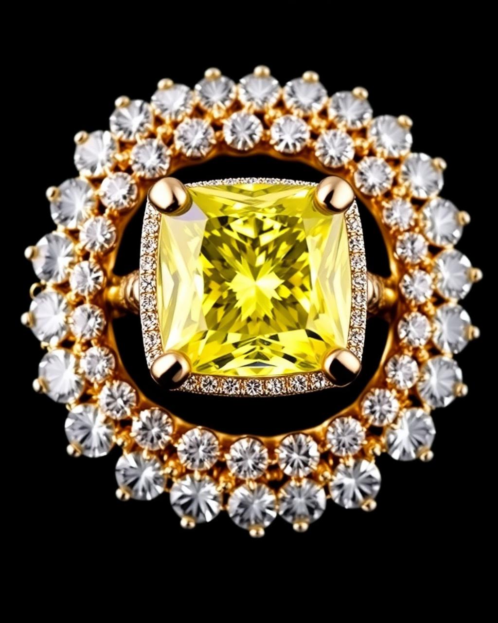 The Surya Radiance — 5.80ct fancy vivid yellow cushion-cut diamond ring, 18k gold