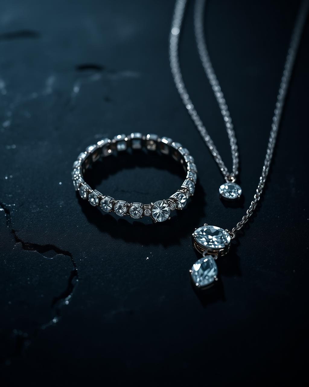 The Ratri Parure — diamond bracelet and pendant set, 34.7ct total