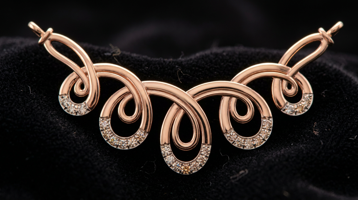 The Gulnaar Spiral — swirl diamond mangalsutra centrepiece, 18kt rose gold
