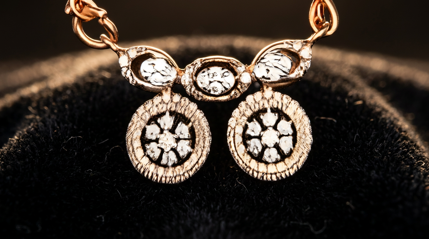 The Jharokha Twin — twin disc diamond drop mangalsutra pendant, 18kt yellow gold