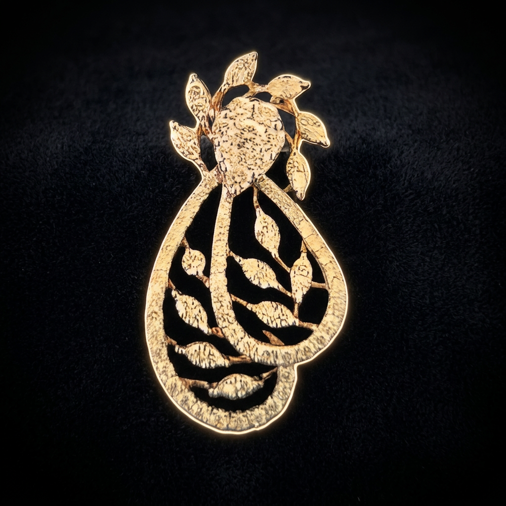 The Patta Bel — openwork gold leaf vine pendant, 22kt yellow gold