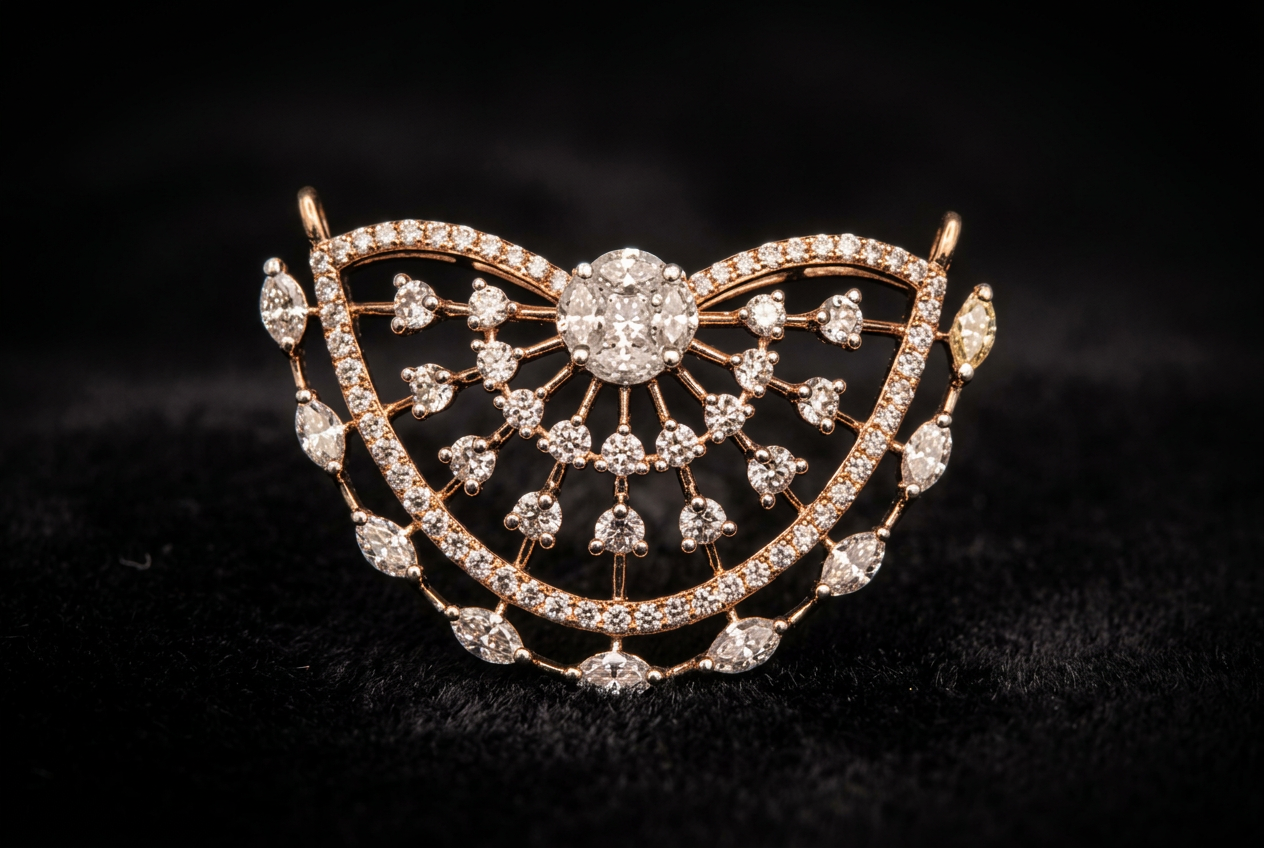 The Chandani Pankha — fan-cut diamond centrepiece with marquise fringe, 18kt rose gold