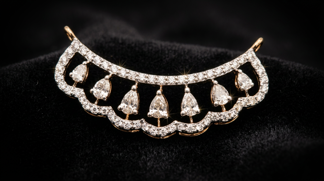 The Chandbali Veil — scalloped diamond centrepiece with pear drops, 18kt rose gold