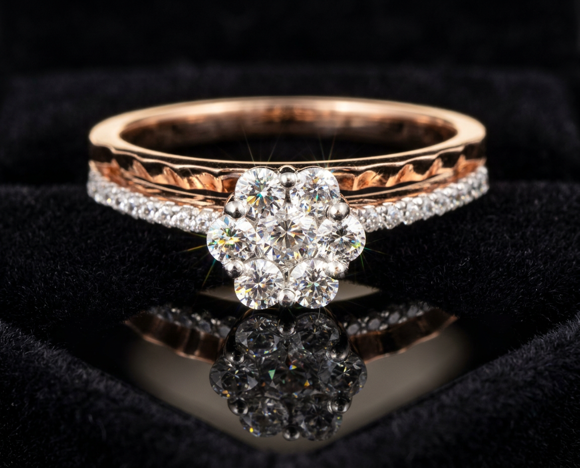 The Kusum Floret — seven-stone floret solitaire ring, 18kt rose gold